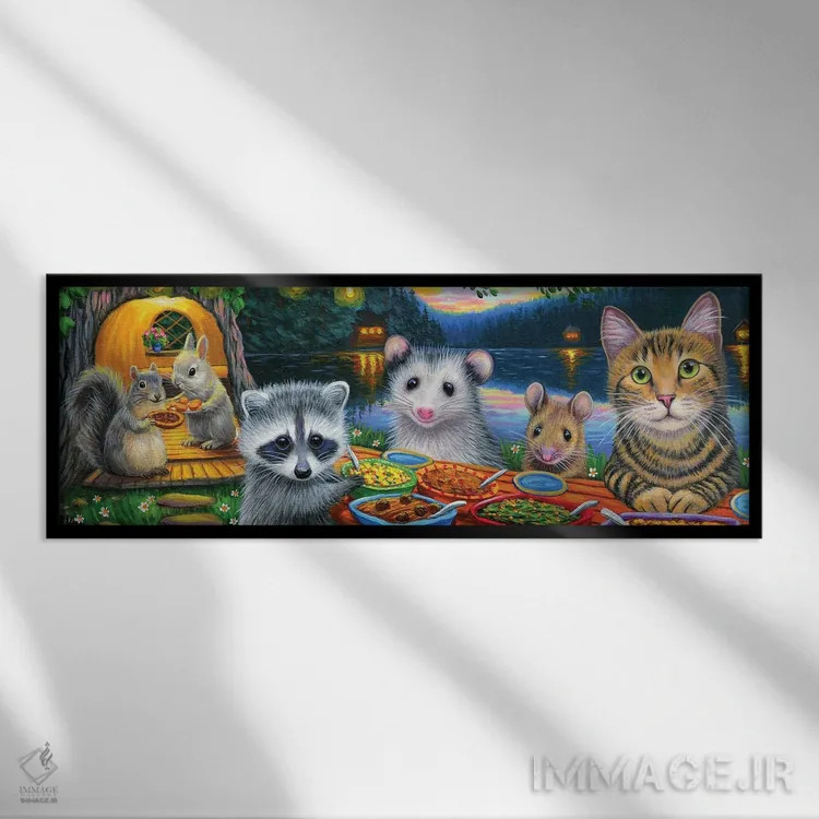 تابلو شام دورهمی آقای تبز (نام خاص) اثر بریجت واث - نمای قابدار مشکی