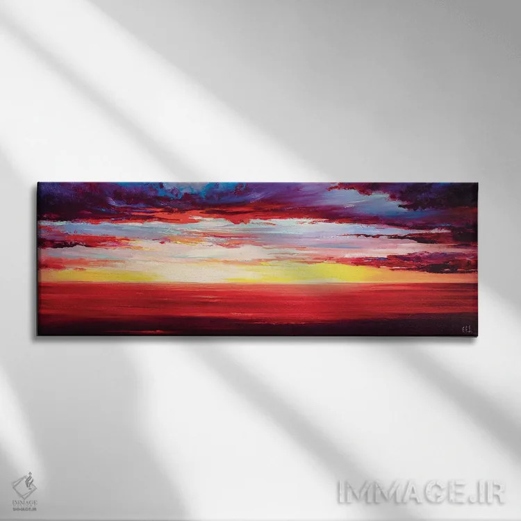 تابلو غروب سرخ دریا اثر بُژنا فوخس - نمای روبهرو روی دیوار