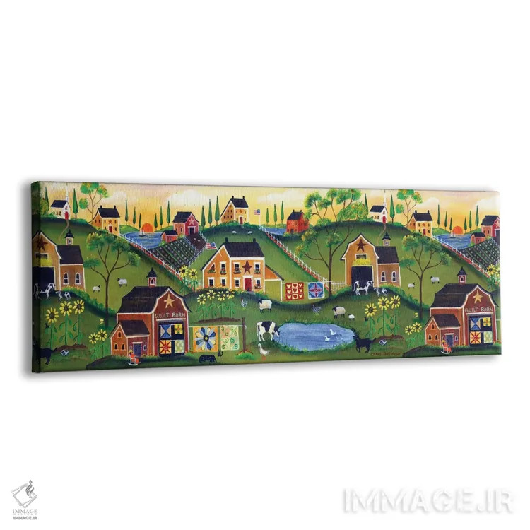 تابلو انبار لحافدوزان قرمز، مزرعه هنر مردم اثر شریل بارتلی - نمای پرسپکتیو محصول