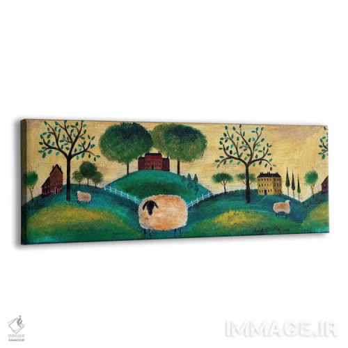 تابلو حاشیه مزرعه گوسفند هنر مردم روستا اثر شریل بارتلی - نمای پرسپکتیو محصول