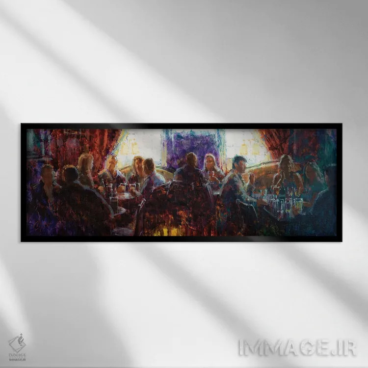 تابلو پاب با دوستان اثر کریستوفر کلارک - نمای قابدار مشکی