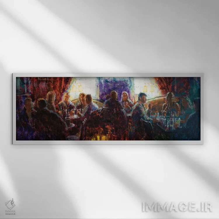 تابلو پاب با دوستان اثر کریستوفر کلارک - نمای قابدار سفید