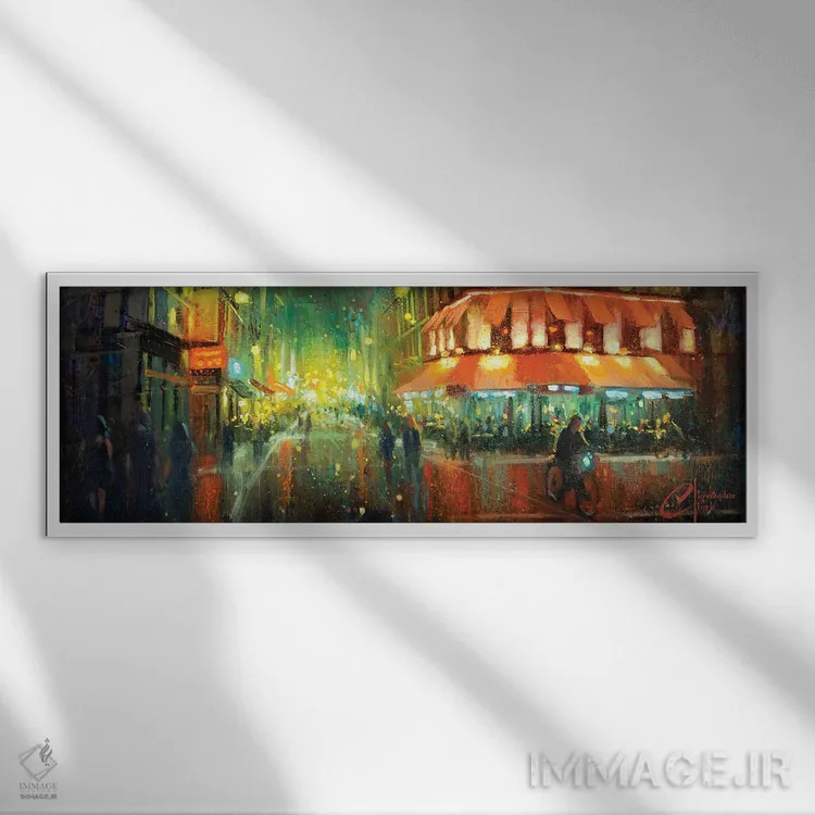 تابلو Rainy Street II,پاریس، خیابان بارانی II اثر کریستوفر کلارک - نمای قابدار سفید