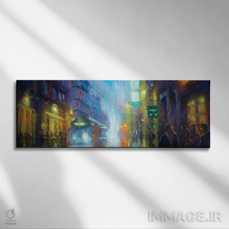 تابلو خیابان مونپلیه در شب II اثر کریستوفر کلارک - نمای روبهرو روی دیوار