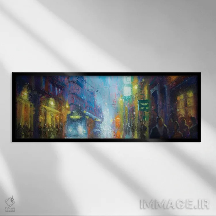 تابلو خیابان مونپلیه در شب II اثر کریستوفر کلارک - نمای قابدار مشکی