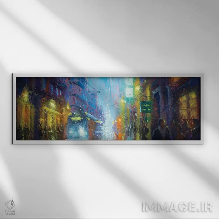 تابلو خیابان مونپلیه در شب II اثر کریستوفر کلارک - نمای قابدار سفید