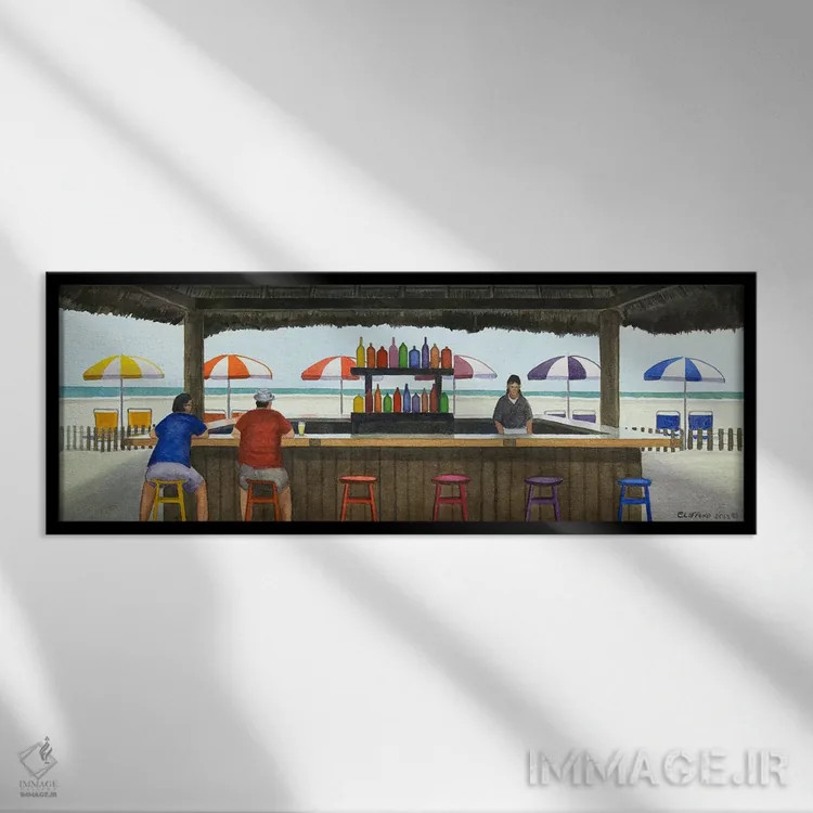 تابلو صبحانه در ساحل اثر کوری کلیفورد - نمای قابدار مشکی