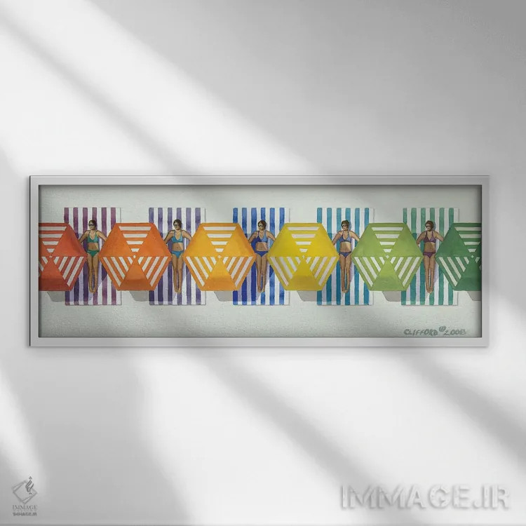 تابلو مشرف به ساحل اثر کوری کلیفورد - نمای قابدار سفید