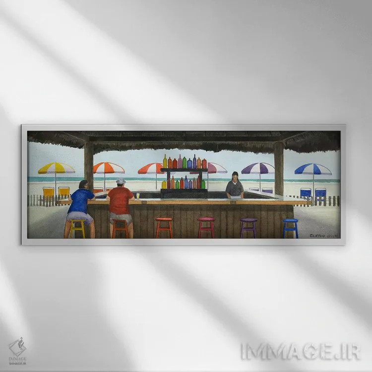 تابلو صبحانه در ساحل اثر کوری کلیفورد - نمای قابدار سفید