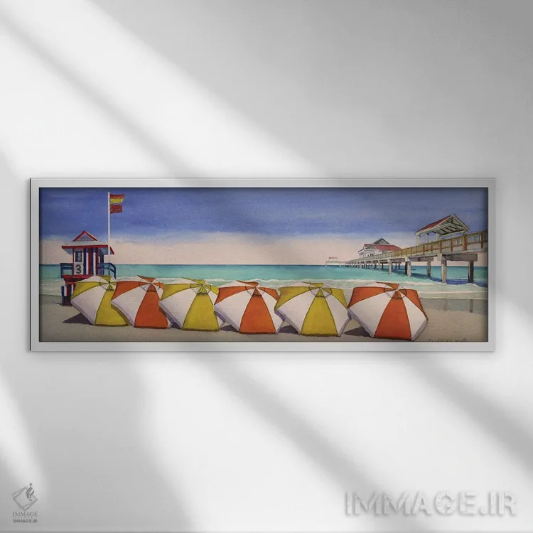 تابلو مشرف به اسکله اثر کوری کلیفورد - نمای قابدار سفید