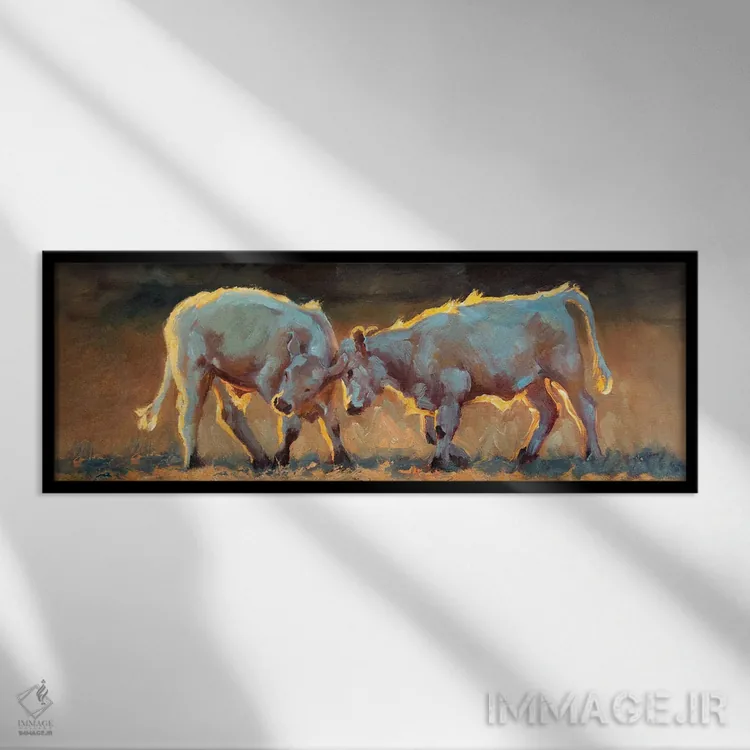 تابلو بازیهای گاوها اثر چری کریستنسن - نمای قابدار مشکی