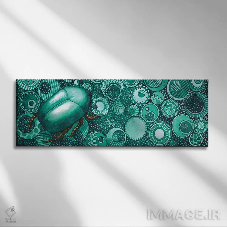 تابلو سوسک سبز اثر کترین جی مکالروی - نمای روبهرو روی دیوار