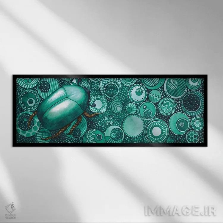 تابلو سوسک سبز اثر کترین جی مکالروی - نمای قابدار مشکی