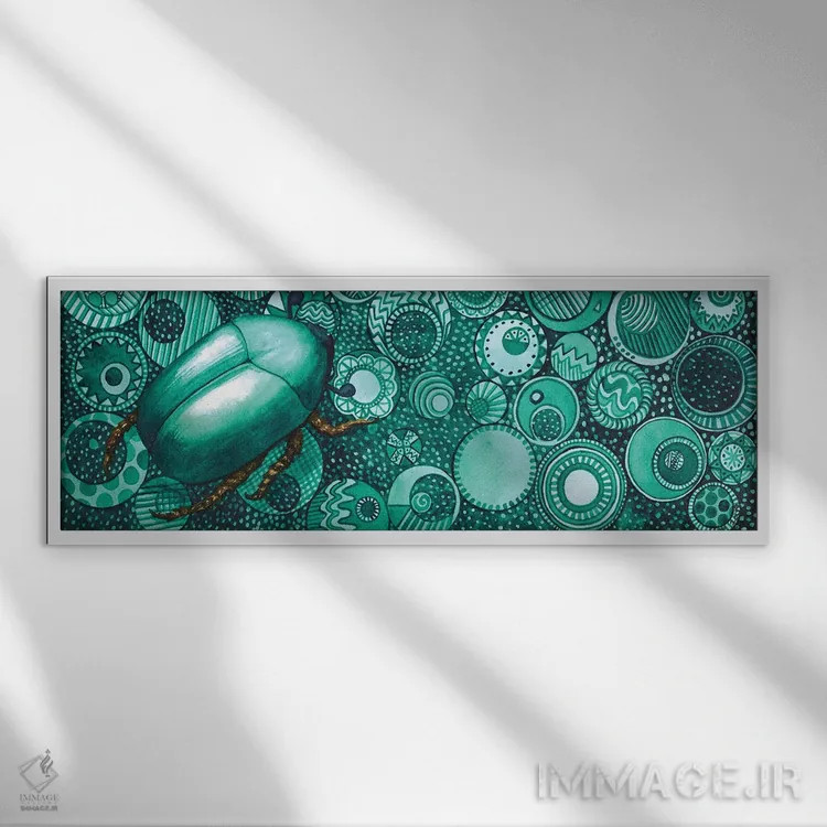 تابلو سوسک سبز اثر کترین جی مکالروی - نمای قابدار سفید