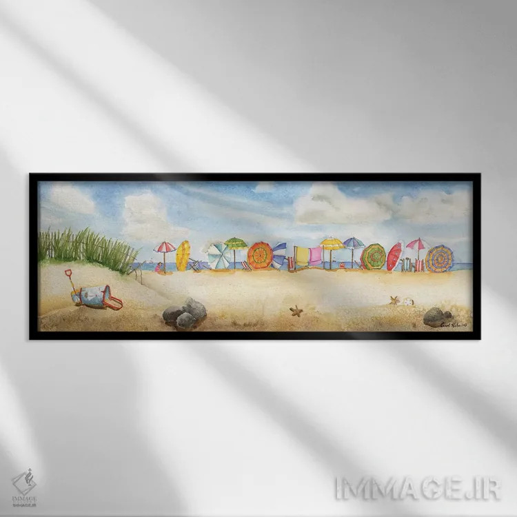 تابلو ساختن قلعه شنی اثر کارول هالم - نمای قابدار مشکی
