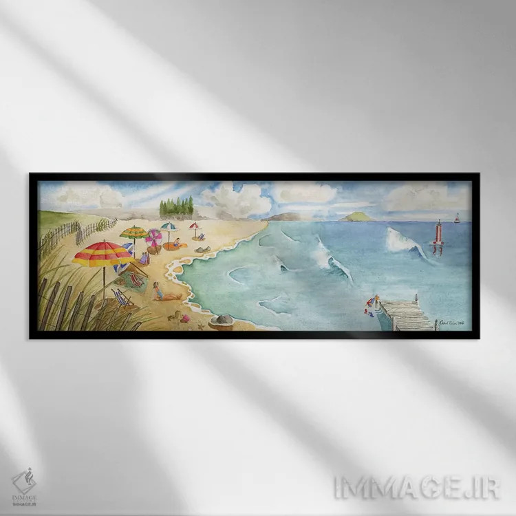 تابلو ماسه و موج اثر کارول هالم - نمای قابدار مشکی