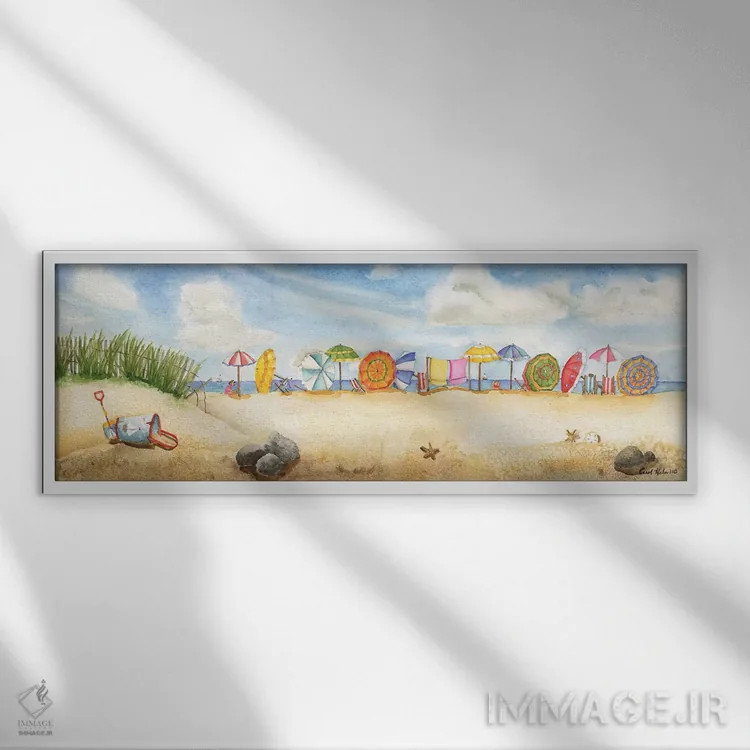 تابلو ساختن قلعه شنی اثر کارول هالم - نمای قابدار سفید