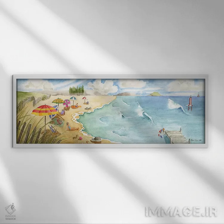 تابلو ماسه و موج اثر کارول هالم - نمای قابدار سفید