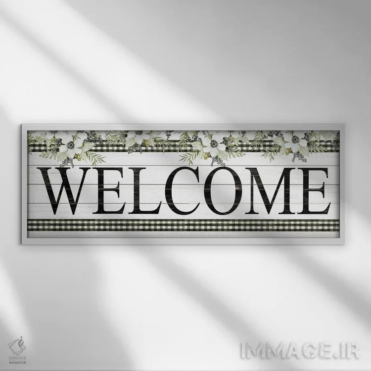 تابلو خوش آمدید اثر سیندی جیکوبز - نمای قابدار سفید
