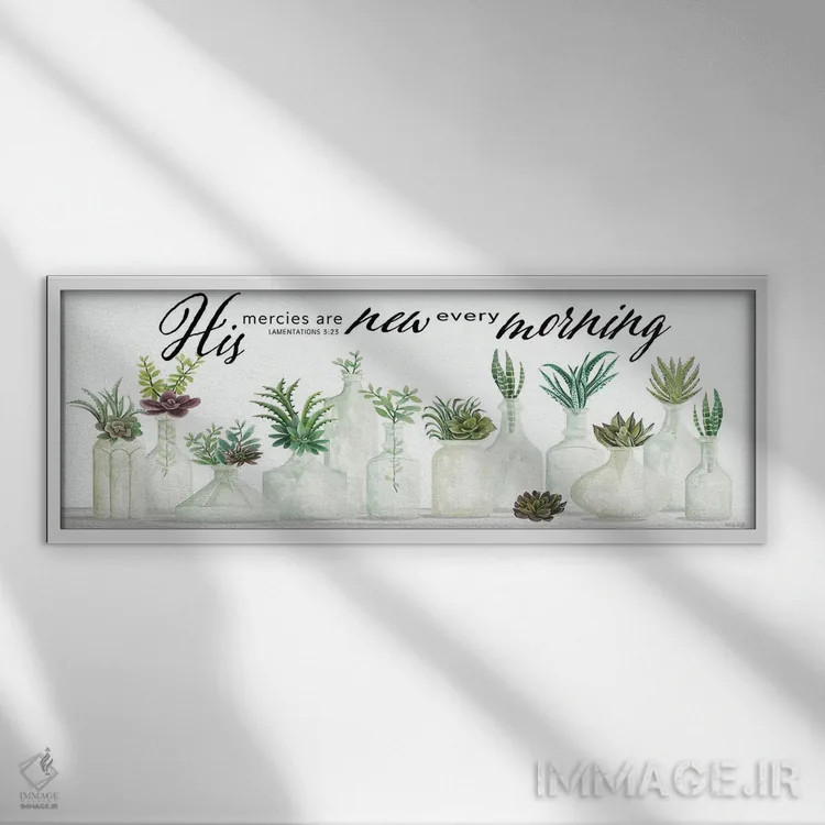 تابلو مهربانیهایش هر صبح تازه است اثر سیندی جیکوبز - نمای قابدار سفید