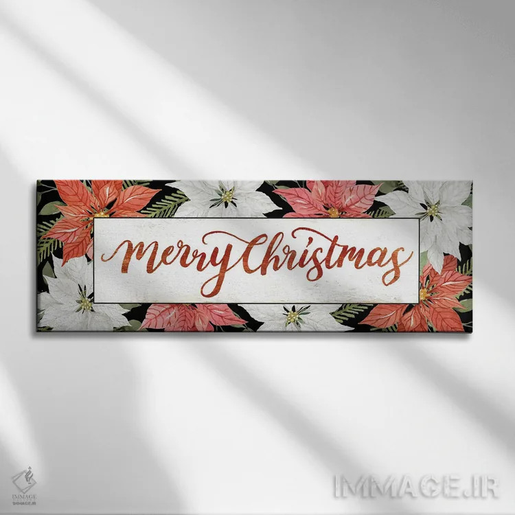تابلو پوینستیاهای کریسمس مبارک (گل کریسمس) اثر سیندی جیکوبز - نمای روبهرو روی دیوار
