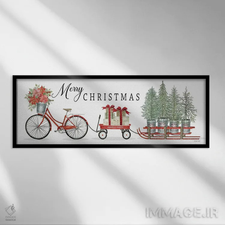 تابلو سهگانه تحویل کریسمس اثر سیندی جیکوبز - نمای قابدار مشکی