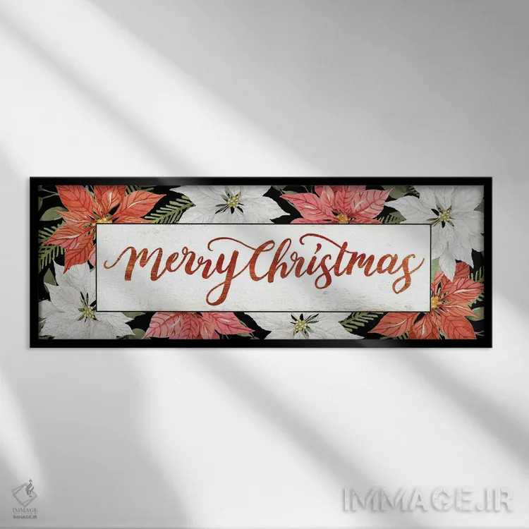 تابلو پوینستیاهای کریسمس مبارک (گل کریسمس) اثر سیندی جیکوبز - نمای قابدار مشکی