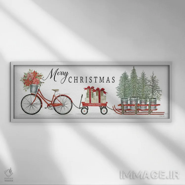 تابلو سهگانه تحویل کریسمس اثر سیندی جیکوبز - نمای قابدار سفید