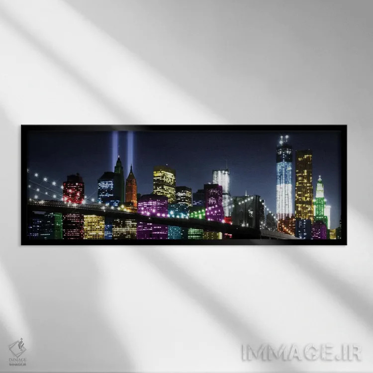 تابلو نیویورک در رنگ زنده ۲ اثر کارلی ایمز - نمای قابدار مشکی