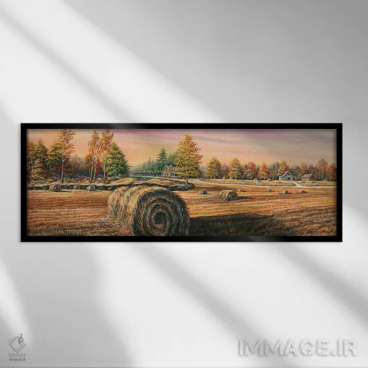 تابلو مزرعه یونجه اثر کمبل فراست - نمای قابدار مشکی