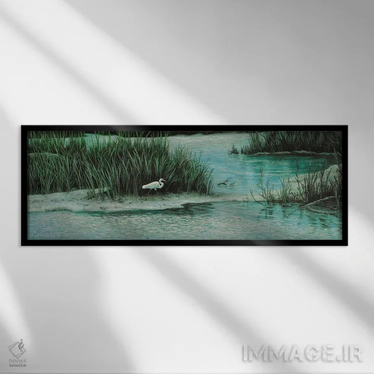 تابلو گشت صبحگاهی در مرداب اثر کمبل فراست - نمای قابدار مشکی