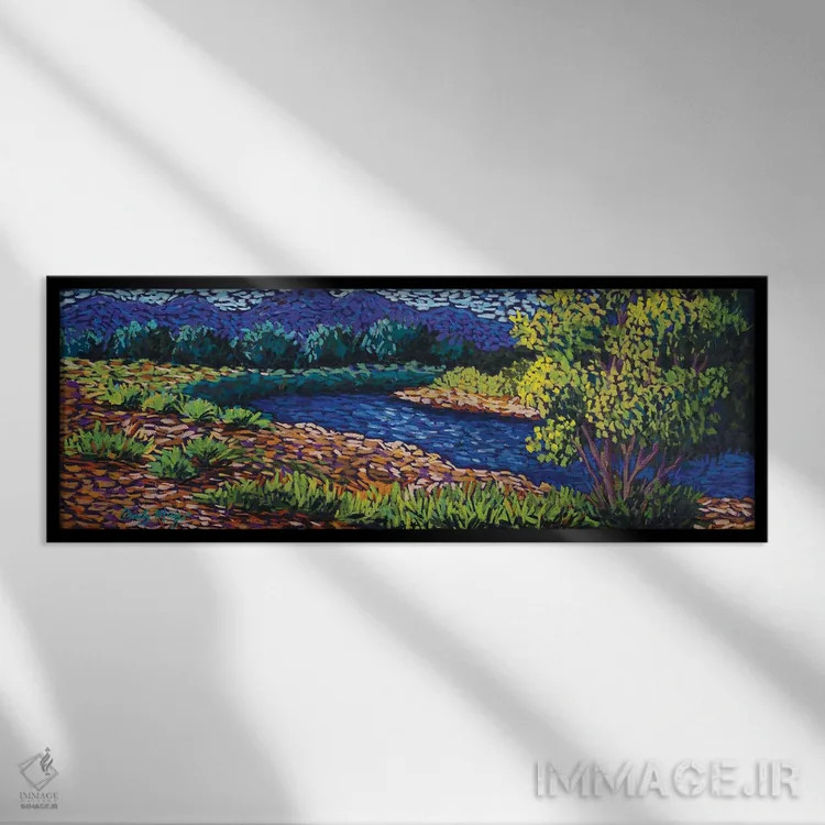 تابلو کنار رودخانه اثر کندی مایر - نمای قابدار مشکی