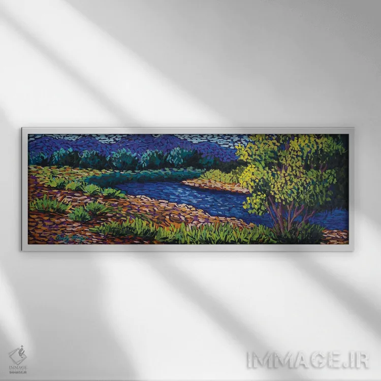 تابلو کنار رودخانه اثر کندی مایر - نمای قابدار سفید