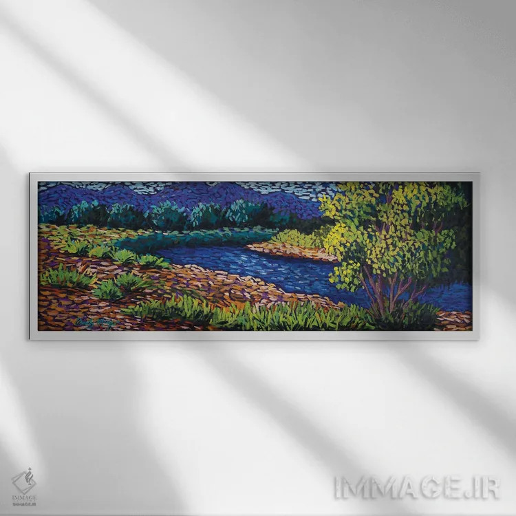 تابلو کنار رودخانه اثر کندی مایر - نمای قابدار سفید
