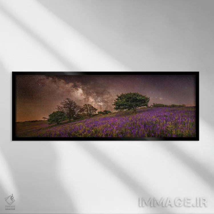 تابلو رویای بنفش (نما پانوراما) اثر چاد پاول - نمای قابدار مشکی