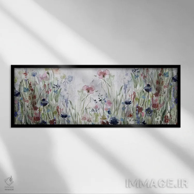 تابلو مزارع گلهای وحشی اثر کارول رابینسون - نمای قابدار مشکی