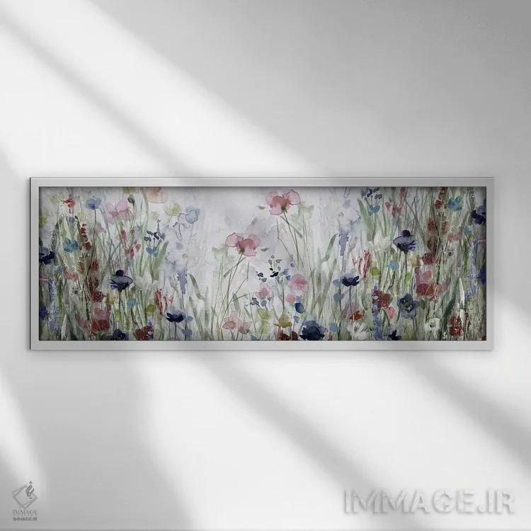 تابلو مزارع گلهای وحشی اثر کارول رابینسون - نمای قابدار سفید