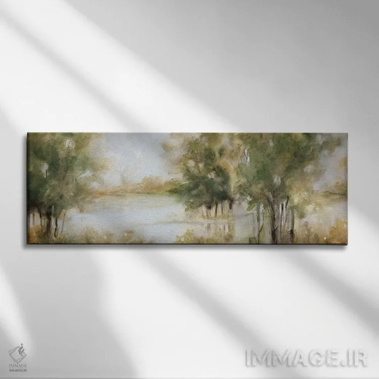 تابلو جنگل کنار آبراه اثر کارول رابینسون - نمای روبهرو روی دیوار