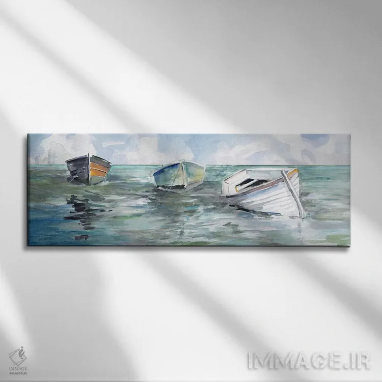 تابلو گیر افتاده در جزر شمارهٔ ۱ اثر کارول رابینسون - نمای روبهرو روی دیوار