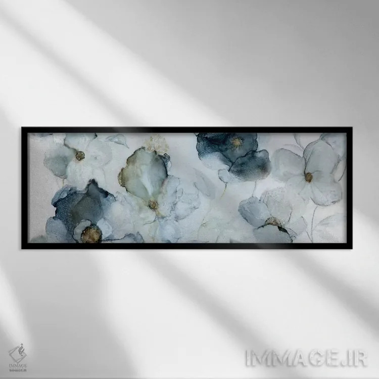 تابلو نیلی شکوفا اثر کارول رابینسون - نمای قابدار مشکی