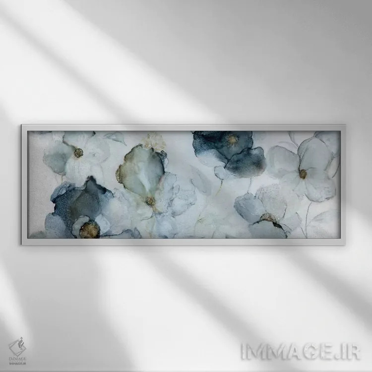 تابلو نیلی شکوفا اثر کارول رابینسون - نمای قابدار سفید