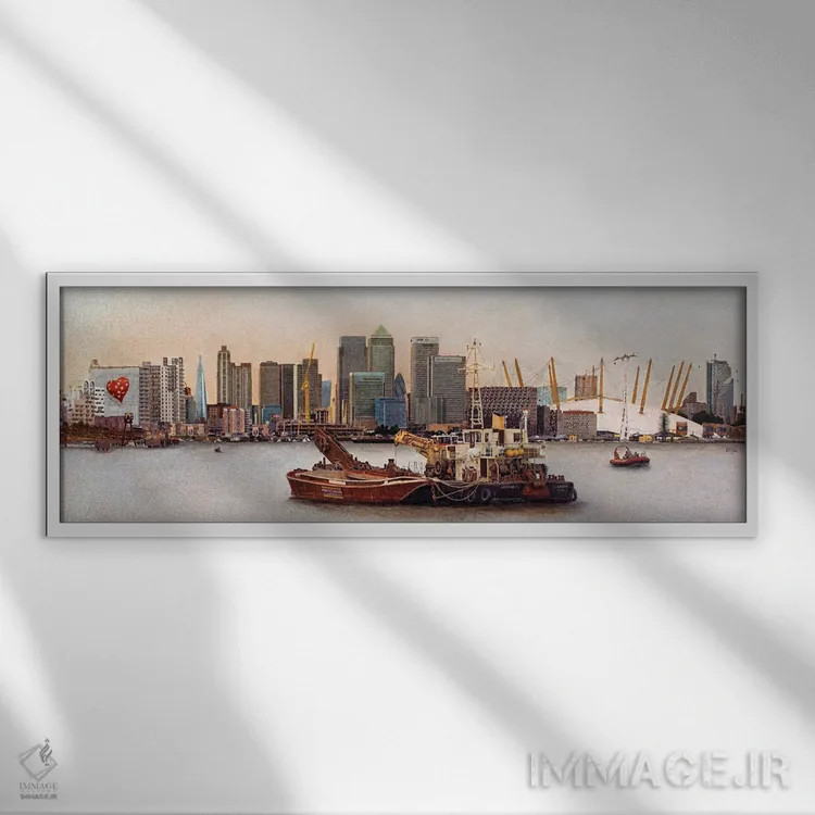 تابلو London,قلب تیمز (شماره دو)، لندن اثر کارلوس آریاگا - نمای قابدار سفید