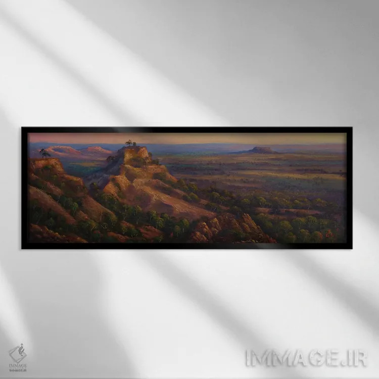 تابلو منظره از کوه اسلوکامب یاراکا کویینزلند اثر کریستوفر ویدال - نمای قابدار مشکی