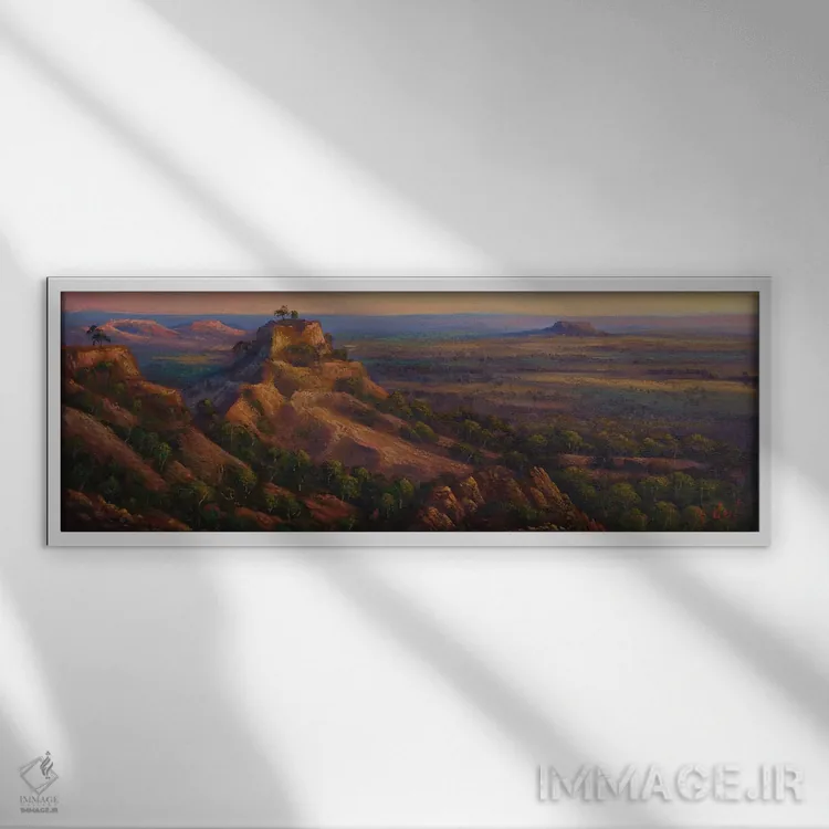 تابلو منظره از کوه اسلوکامب یاراکا کویینزلند اثر کریستوفر ویدال - نمای قابدار سفید