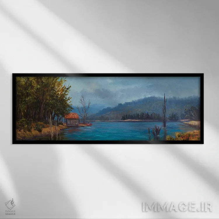 تابلو یک پیادهروی عصرگاهی نزدیک دریاچه جنداباین اثر کریستوفر ویدال - نمای قابدار مشکی