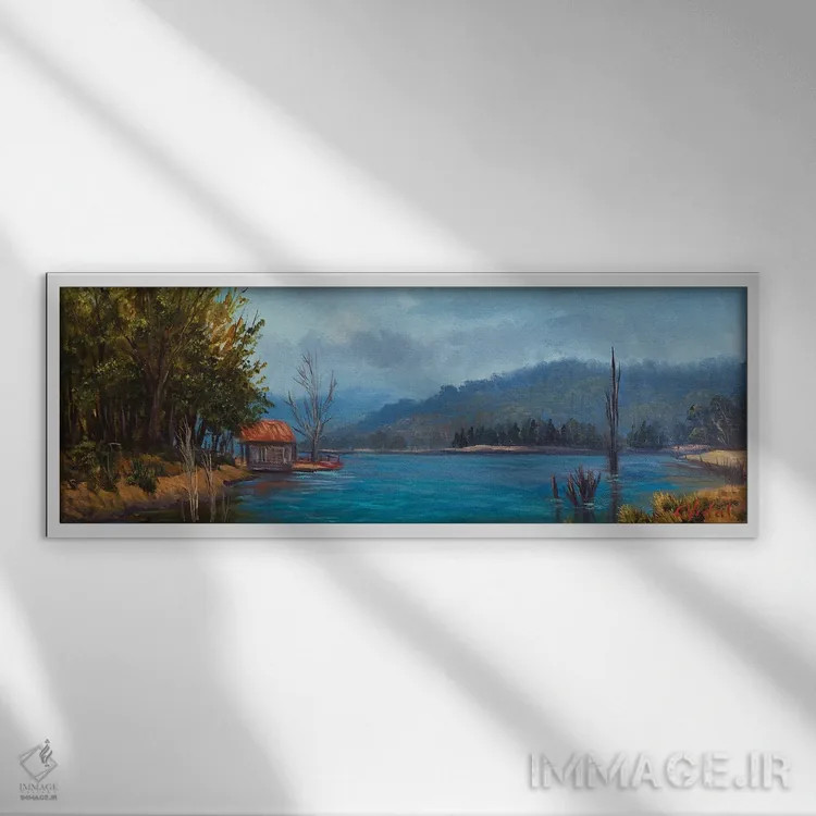 تابلو یک پیادهروی عصرگاهی نزدیک دریاچه جنداباین اثر کریستوفر ویدال - نمای قابدار سفید