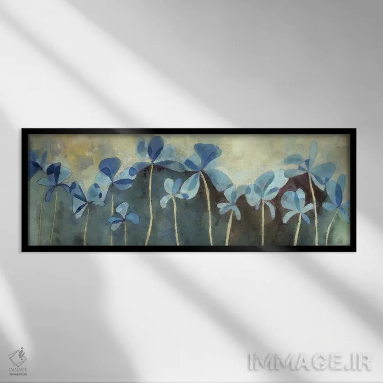 تابلو گلهای آبی اثر سینتیا دکر - نمای قابدار مشکی