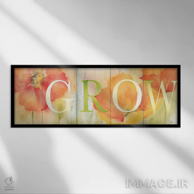 تابلو تابلوی شکوفه شقایق آبرنگی در چمنزار اثر سینتیا کولتر - نمای قابدار مشکی