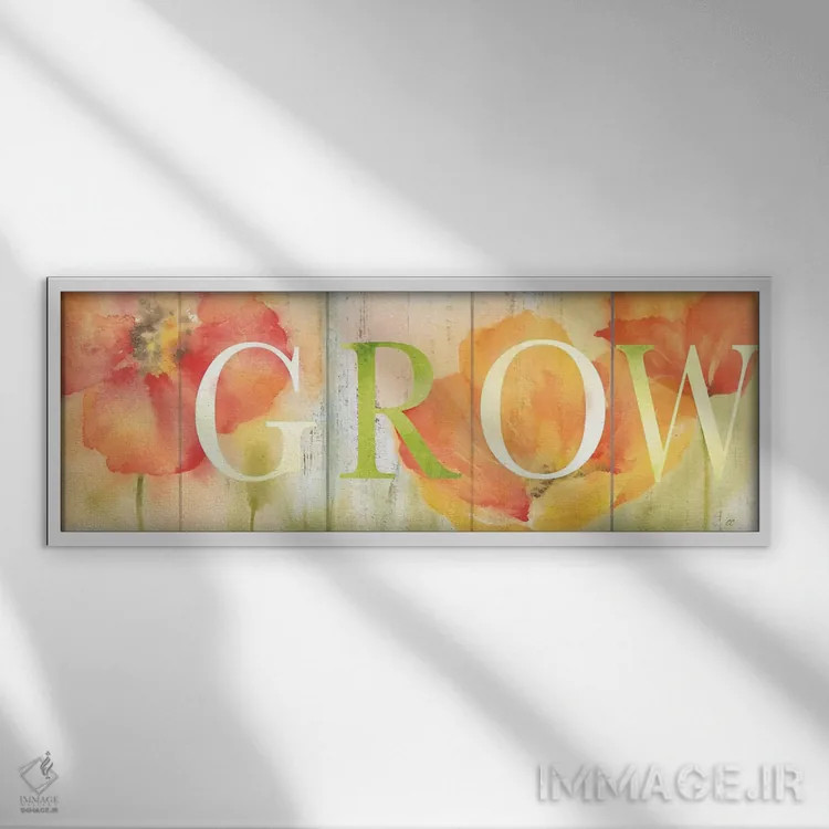 تابلو تابلوی شکوفه شقایق آبرنگی در چمنزار اثر سینتیا کولتر - نمای قابدار سفید