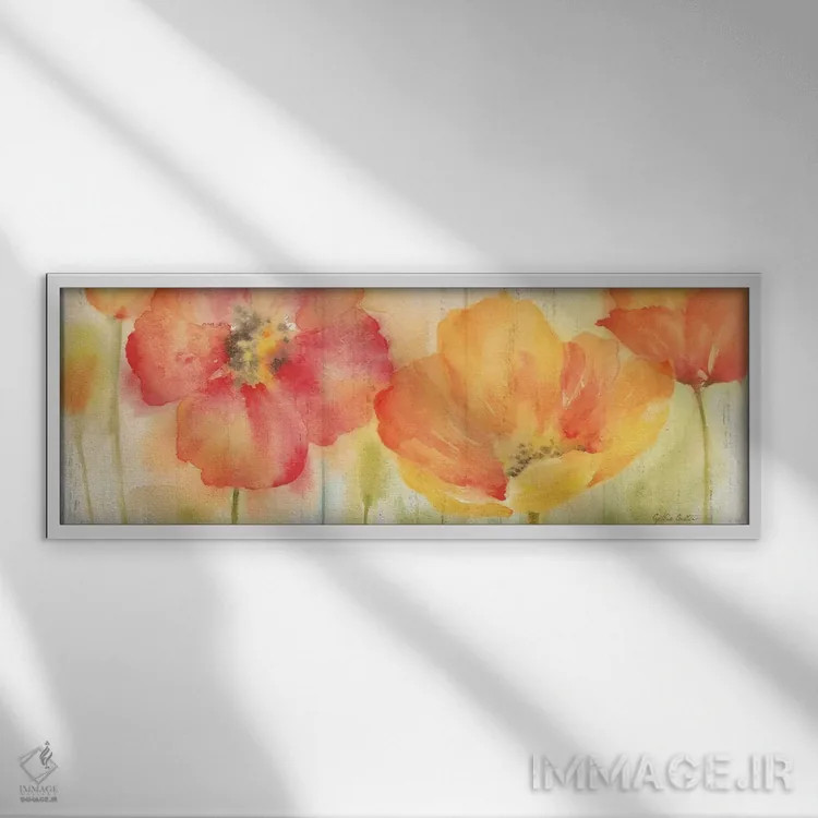 تابلو تخته گلزار شقایق ادویهای اثر سینتیا کولتر - نمای قابدار سفید